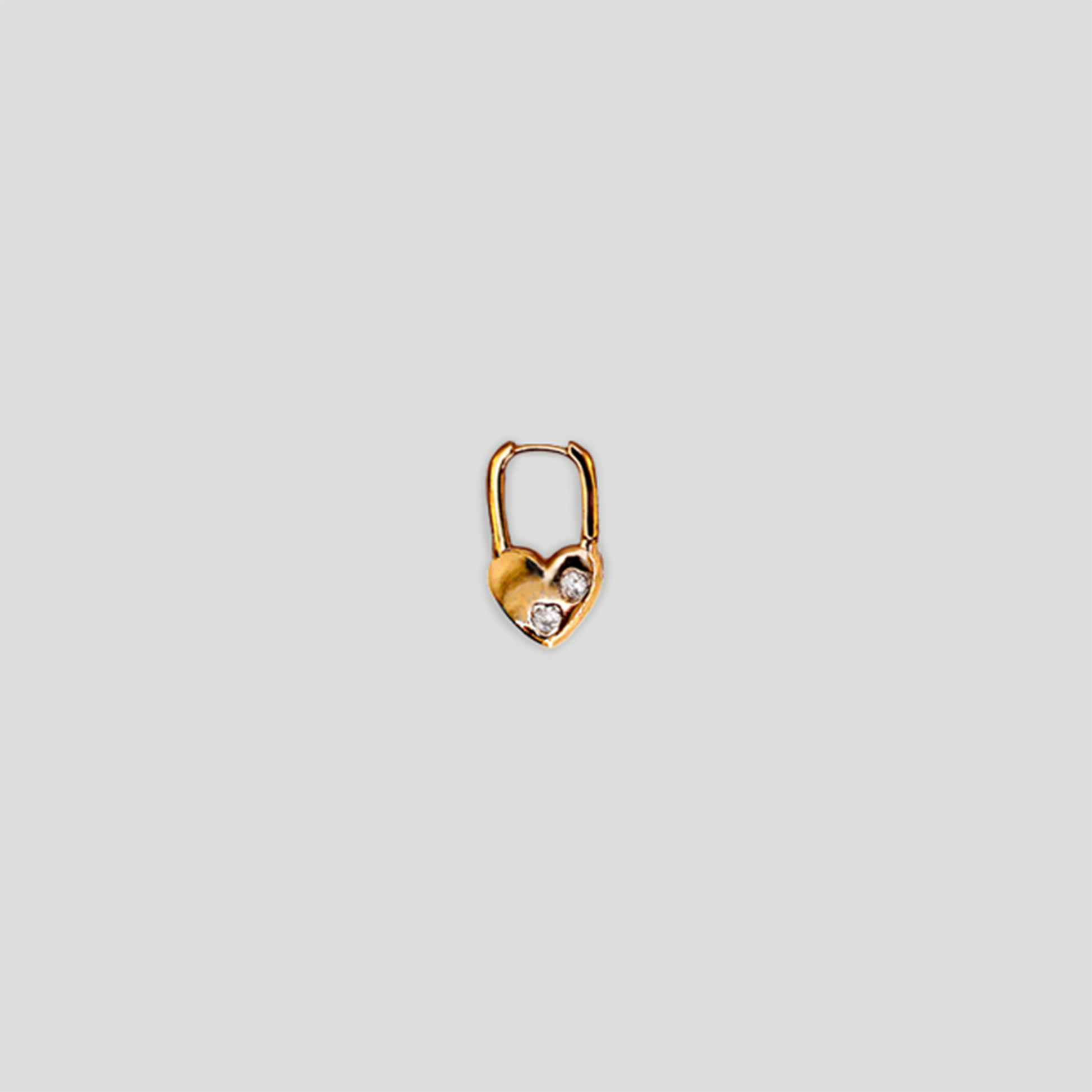 Charm that look like heart locks that have two white lab-grown diamonds.